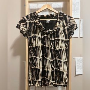 Brown and tan Grunge shirt with cute neck line, Casual and lightweight